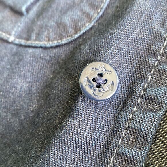 Vintage Tommy Hilfiger Military‎ Inspired Dark  Denim Utility Jacket Blue Medium - Picture 10 of 15